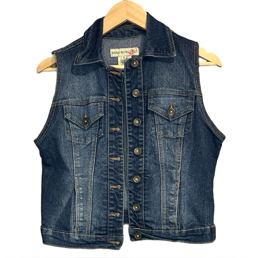 Y2K Paris Blues Denim Sleeveless Vest